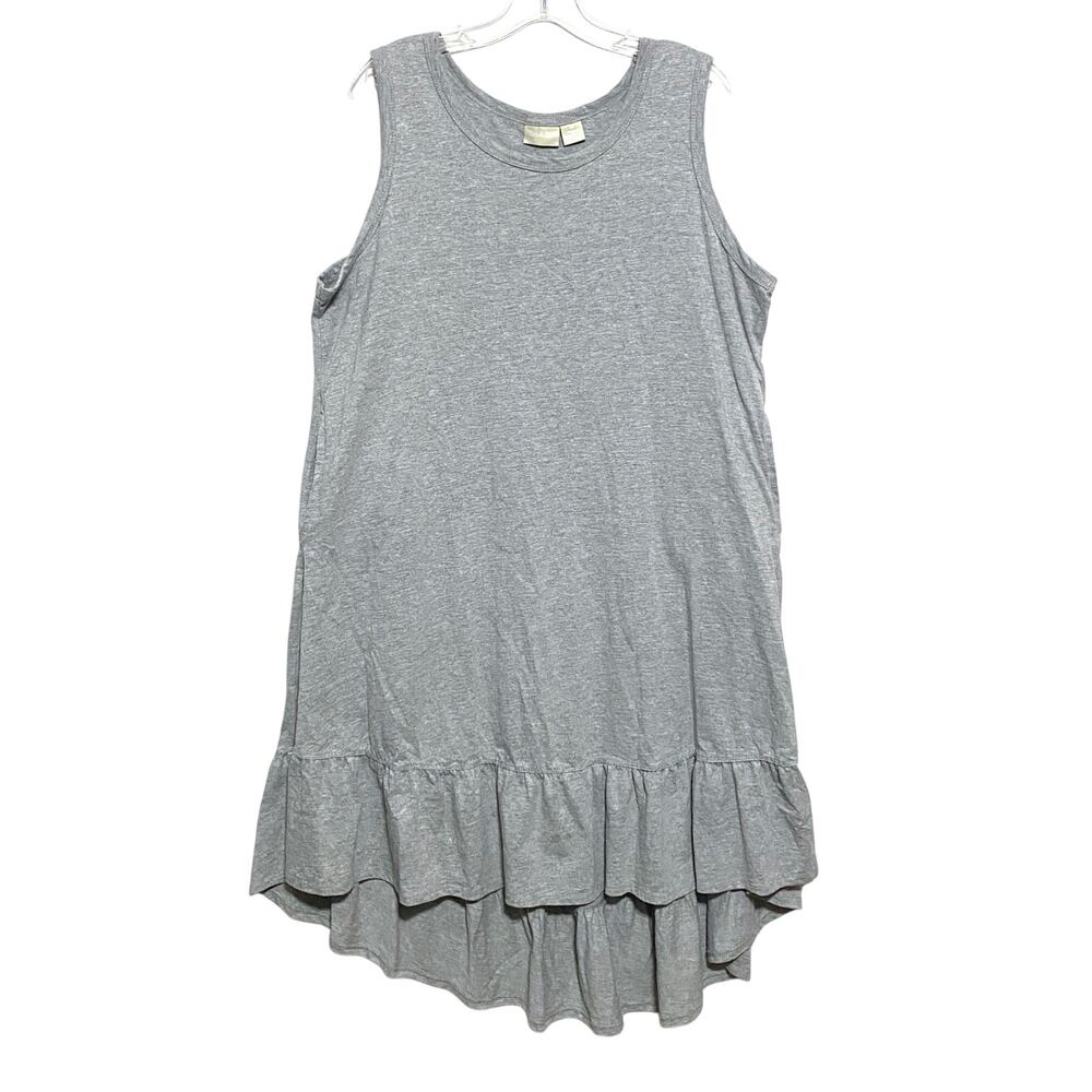 Zim & Zoe Gray Ruffle Hem Dress 18 Sleeveless Hi Low Minimalist Capsule Relaxed